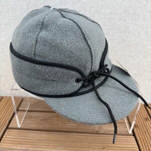 Wyoming Traders Fraser Wool Cap Grey Size 7 1/2 Reversible Ear Flaps